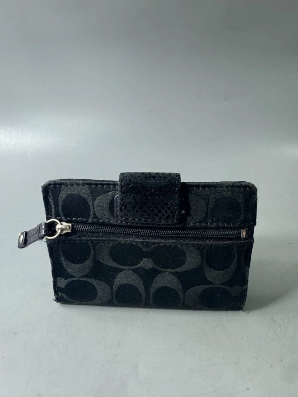 Authentic Vintage Coach Black Signature Canvas Turnlock Bifold Wallet
